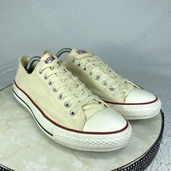 Converse All Star Low Top Sneakers Mens 10.5 Cream Canvas Streetwear Skate Shoes - Picture 1 of 13
